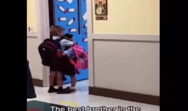 ಕ್ಲಾಸ್‌ನ ಬಾಗಿಲಲ್ಲಿ ನಿಂತು ಅಳುತ್ತಿದ್ದ ಮುದ್ದು ತಂಗಿಗೆ ಧೈರ್ಯ ತುಂಬುವ ಪುಟ್ಟ ಅಣ್ಣ: ಹೃದಯಂಗಮ ದೃಶ್ಯವಿದು