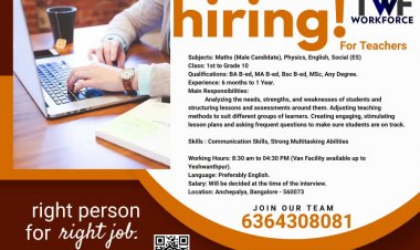 Hiring for School Teachers (Male / Female)